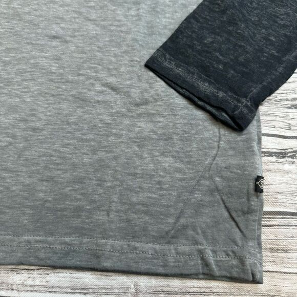 Indigo Star Men's Raglan Sleeve Burnout V Neck Henley Grey Gray Black S SM Small - Picture 7 of 11